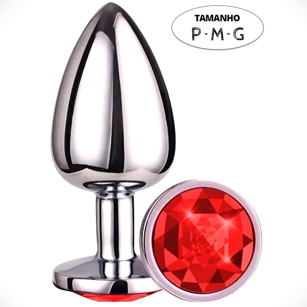 PLUG ANAL EM ACO INOX ESCOVADO E POLIDO COM JOIA REDONDA OU EM FORMATO DE CORACAO NA BASE BELEZA E PRAZER NOMESMO PRODUT