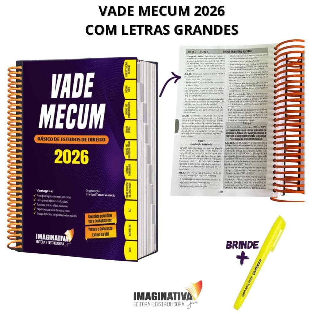 Vade Mecum 2026 com letras grandes | Básico de Estudos de Direito