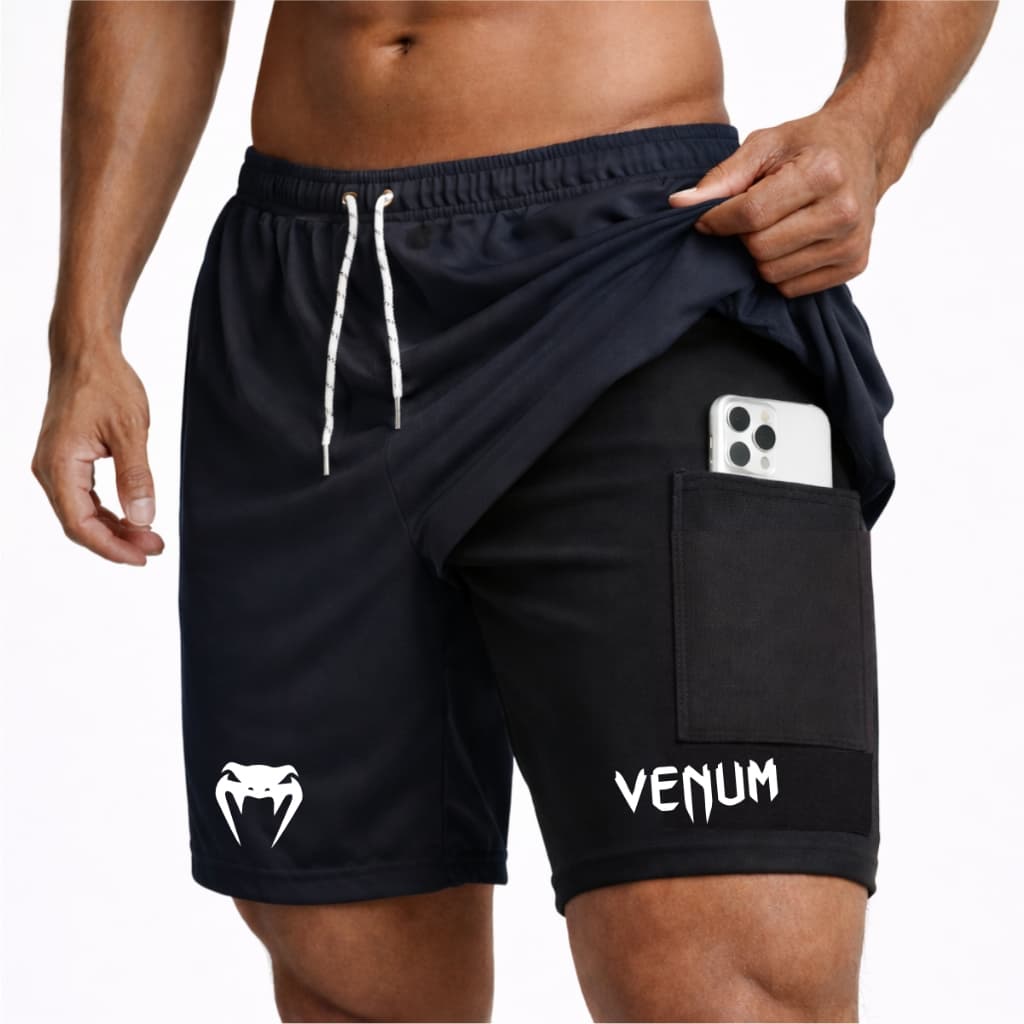 Bermuda De Compressão 2 Em 1 Dry Fit Com Elastano V.NM01 Cobrinha, Ideal Para Treinos, Academia