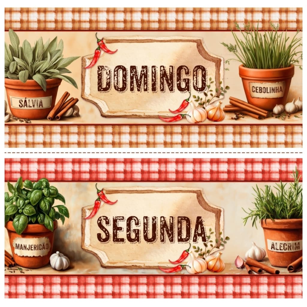 Tricoline Digital Barrado Semaninha Minha Horta 100% Algodão 51x150cm Pano Prato  Maria Flor Tecidos