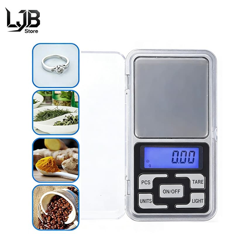 Mini Balança Digital De Bolso Alta Precisão Portátil 0,01g Até 500g Digital LED Bandeja Cozinha