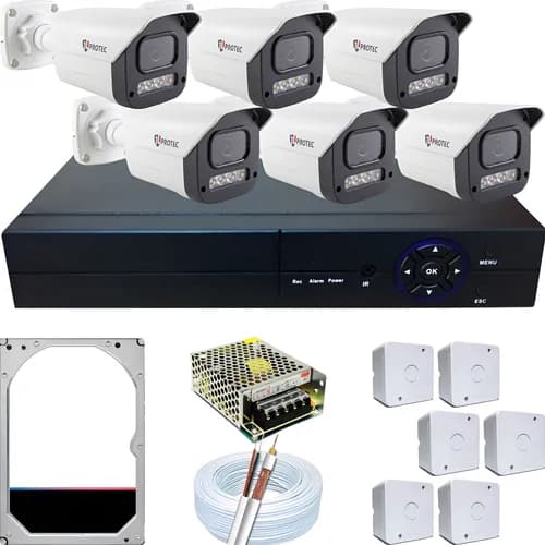 Kit Cftv 6 Cameras Segurança Full Color Protec Visao Noturna Colorida + Audio