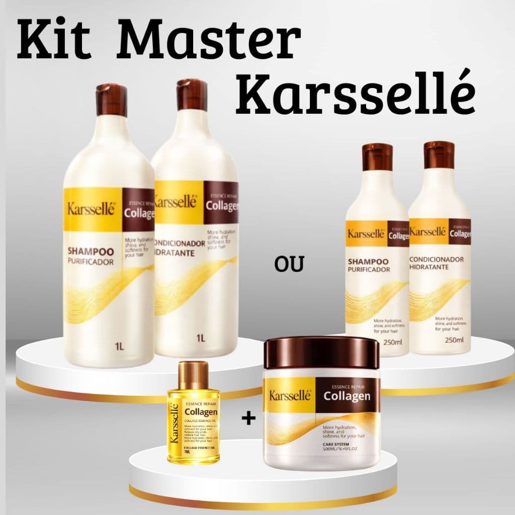 Karssellé Kit Shampoo + Condicionador 250ml OU 1Lt + Máscara 500g + Oleo 7ml