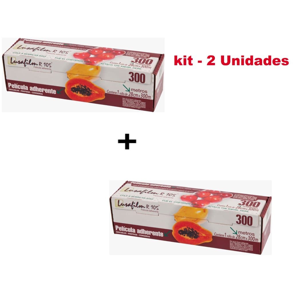 KIT 2 Filmes PVC Lusafilm 28cm x 300m R105 – Plástico Filme para Alimentos - Embalagem Profissional - ANVISA