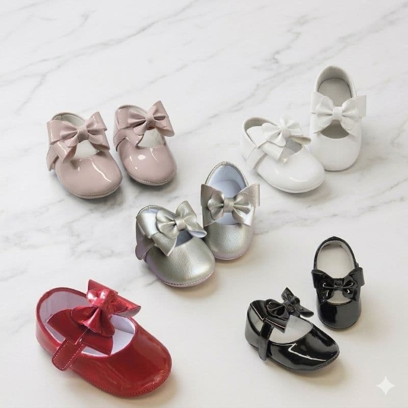 Sapatilha Bebê menina infantil com Laço Luxo – Macia, Confortável e Fácil de Calçar | Rosa, Dourado, Branco e Vermelho