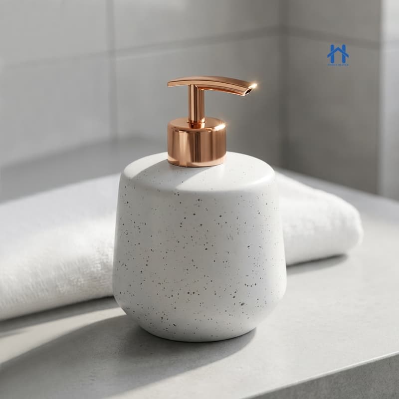 Frasco Porta Sabonete Liquido Redondo 500ml Cerâmica Granulada para Banheiro