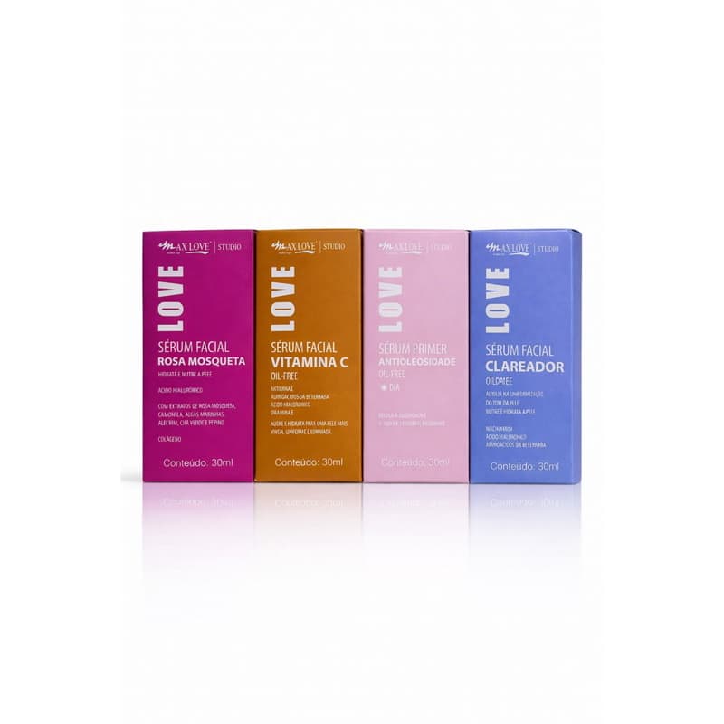 Sérum Max Love 1/3– Vitamina C/Clareador/Cravos e Poros/Antioleosidade/Antiacne(30 ml cada)