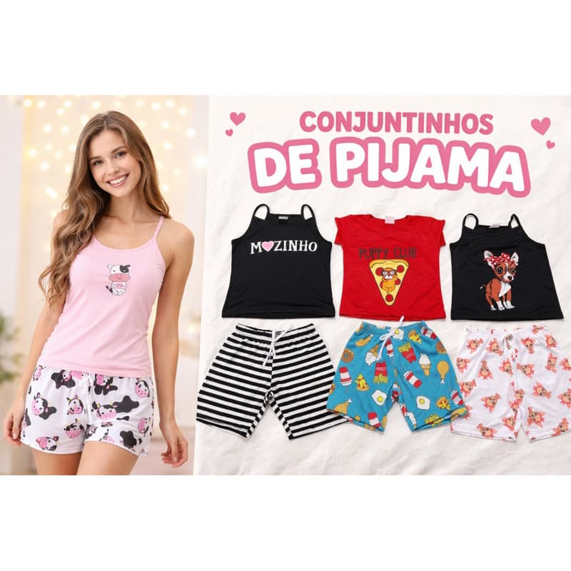 KIT 4 PIJAMAS 10 12 14 16 JUVENIL MENINA ESTAMPADO SORTIDO