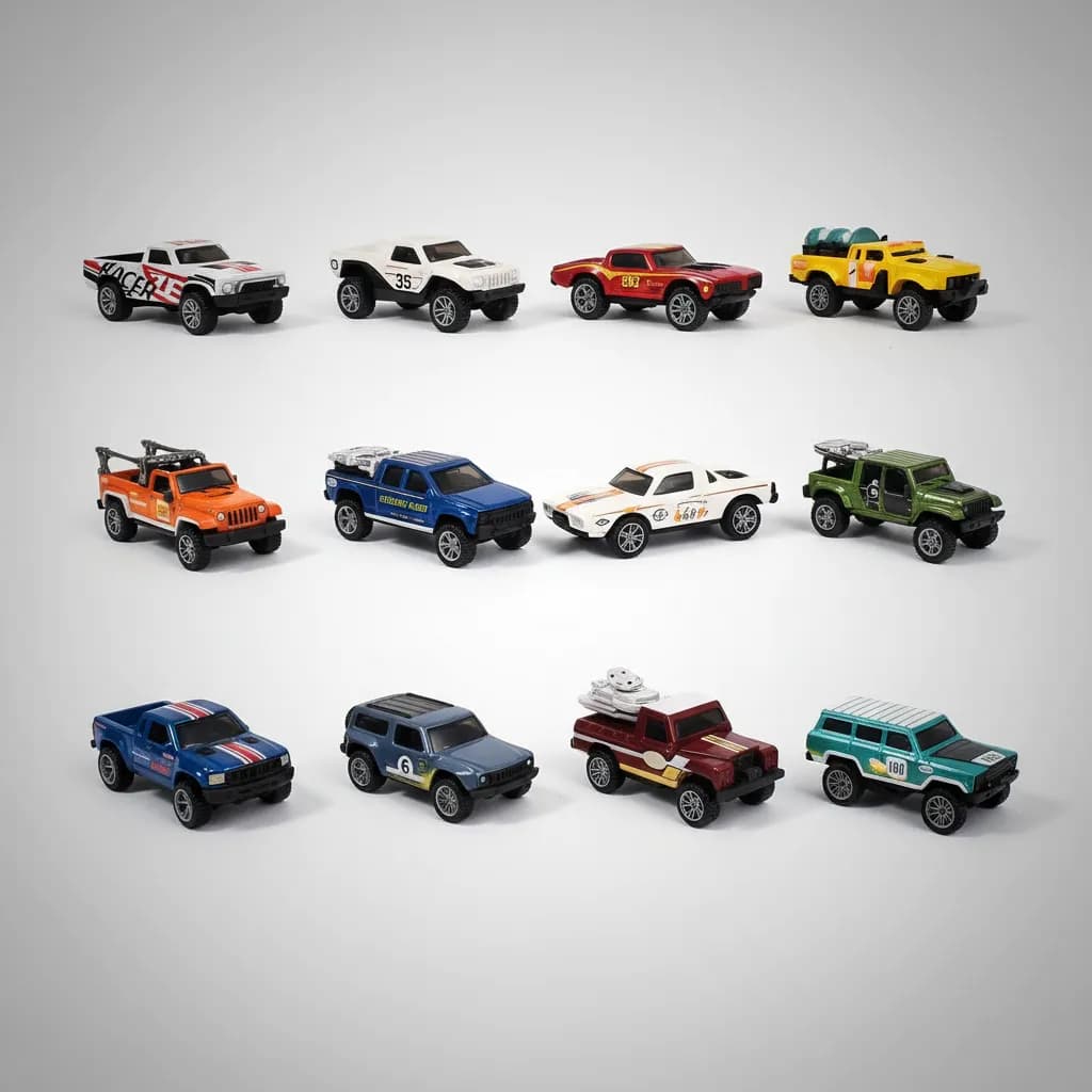 Kit Carrinhos Camionete Fricção Pull Back Die Cast Off Road Colecionável Estilo Hot Wheels