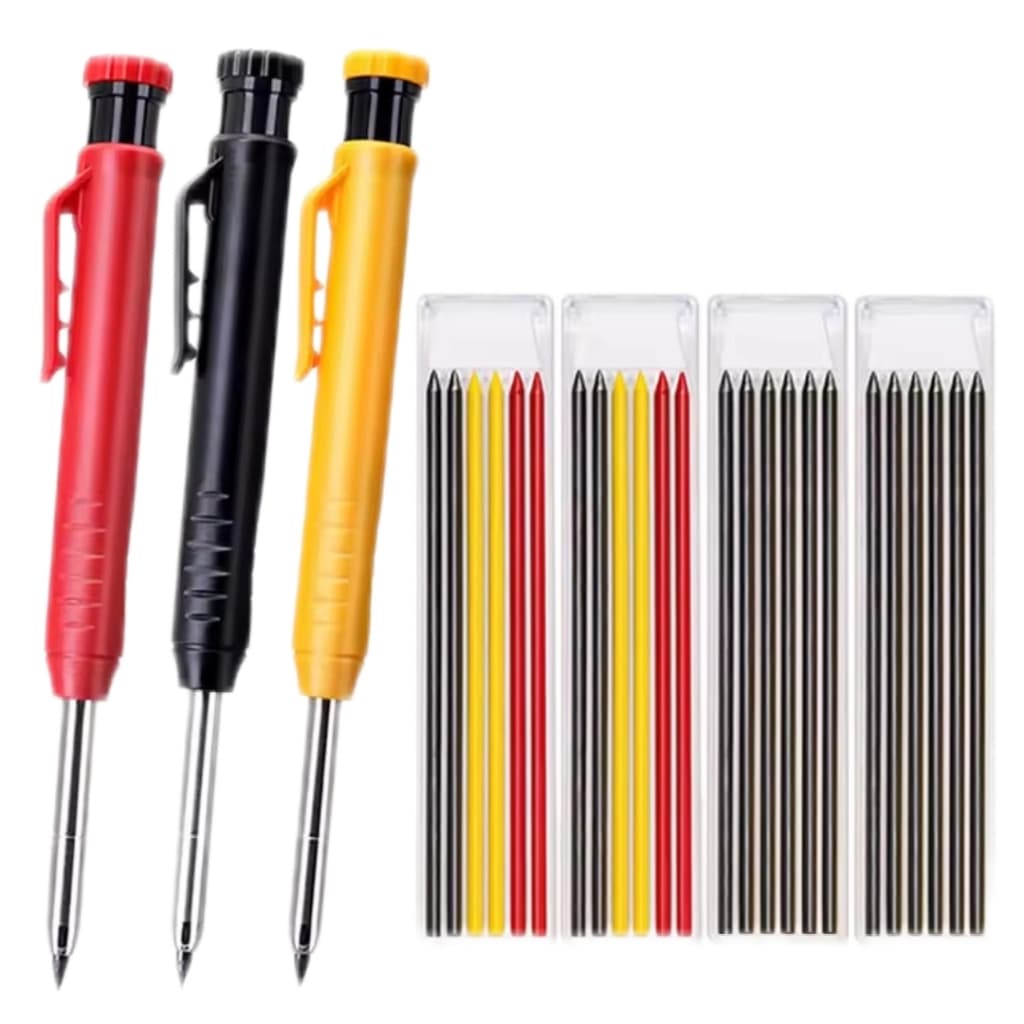 Conjunto Lapiseira Riscador Lápis Marcação Desenho Mecânico Carpinteiro