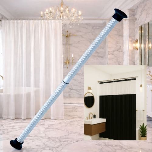 PORTA CORTINA MULTIUSO BOX SUPORTE BASTÃO VARÃO EXTENSÍVEL PARA BANHEIRO TAMANHO AJUSTAVÉL