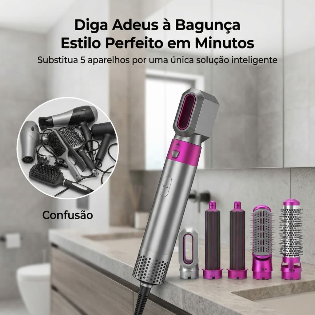 Escova Secadora De Cabelo  5 Em 1 De Ar Quente Profissional   Pronto Entrega 110/220v