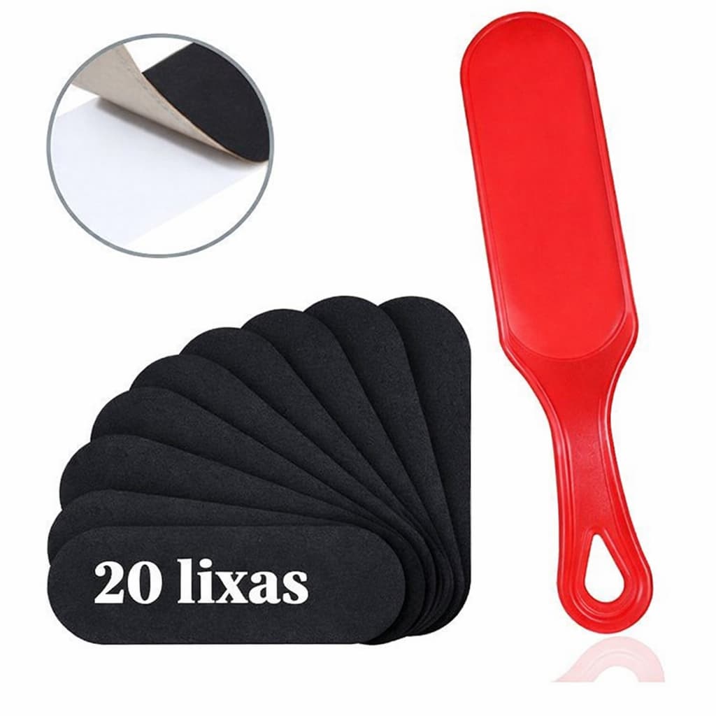 Kit 20 Lixas Pés Refil Descartável + 1 Base Suporte Anatômica Pedicure