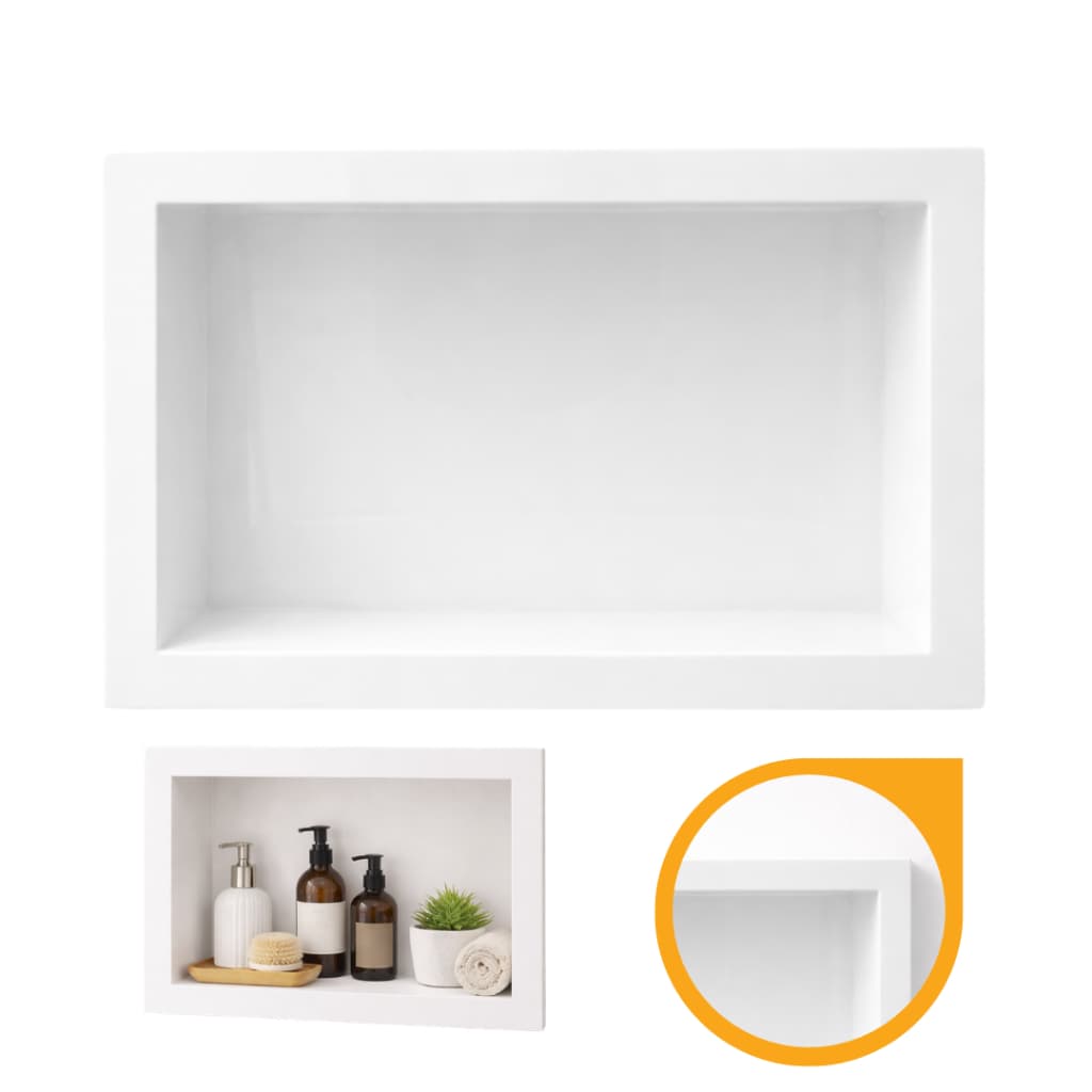 Nicho de Parede Sobrepor 28x40 Banheiro Acabamento Gloss Plástico de Engenharia Arquitech