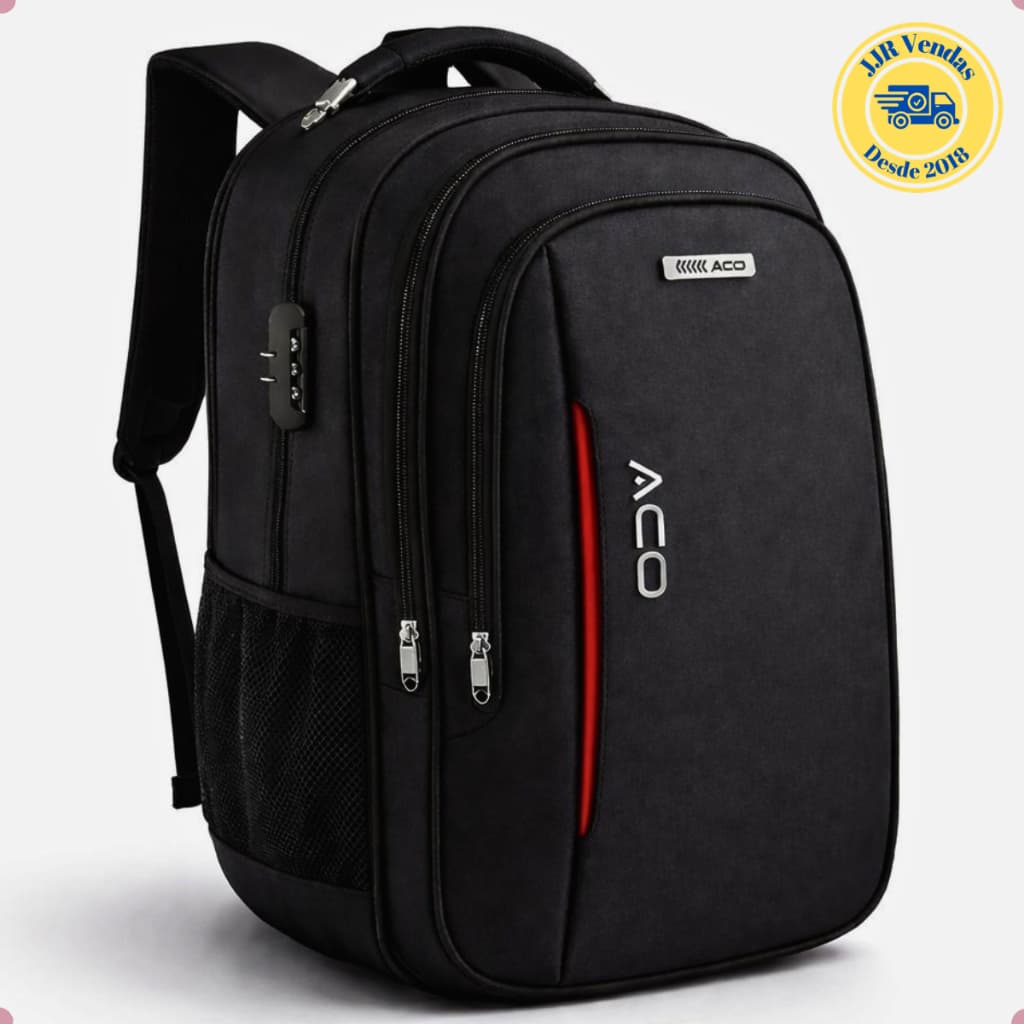Mochila Notebook Bolsa Reforçada c/ Senha e Entrada para USB e Fone de Ouvido Impermeável Acolchoada