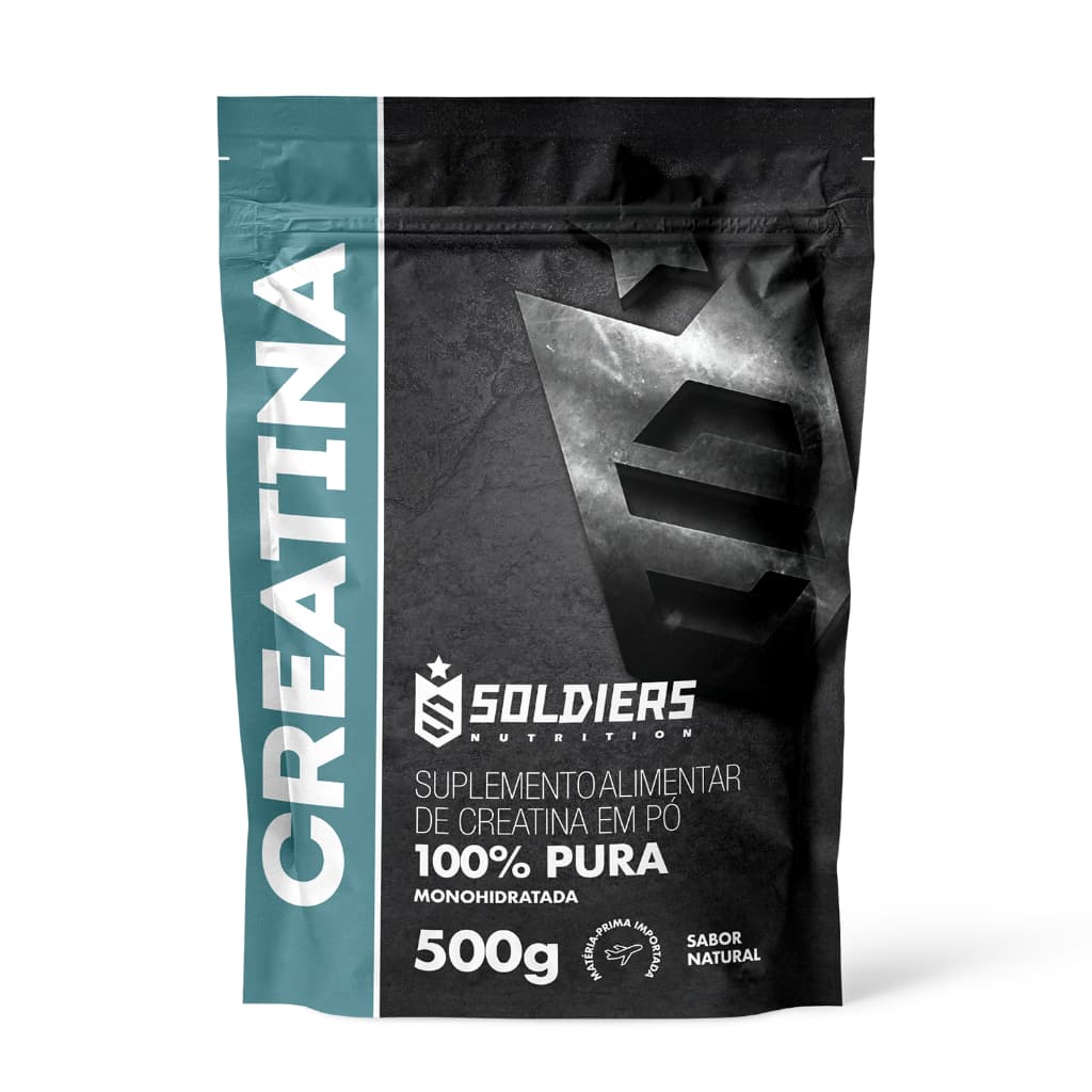 Creatina Monohidratada 500g 100% Pura Importada Soldiers Nutrition Suplemento Performance Muscular Força