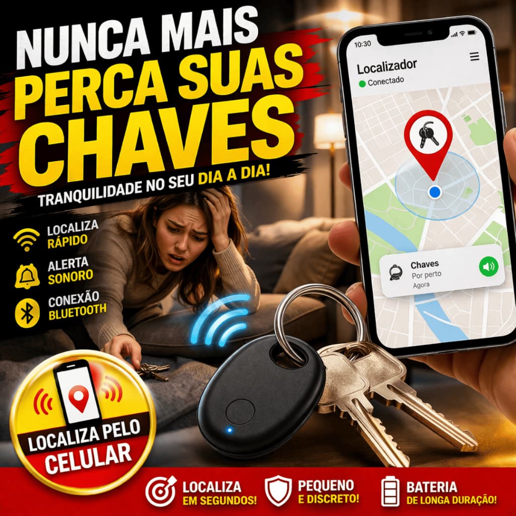 Localizador Bluetooth Anti Perda Rastreador de Chaves Mochila Pet Compatível com Celular
