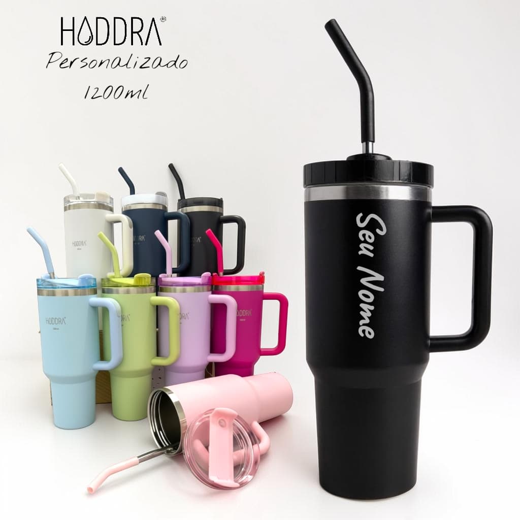 Hiddra Copo Térmico Personalizada Com Seu Nome 1200ml/1.2L Garrafa Térmica Inoxidável e Canudo Inox