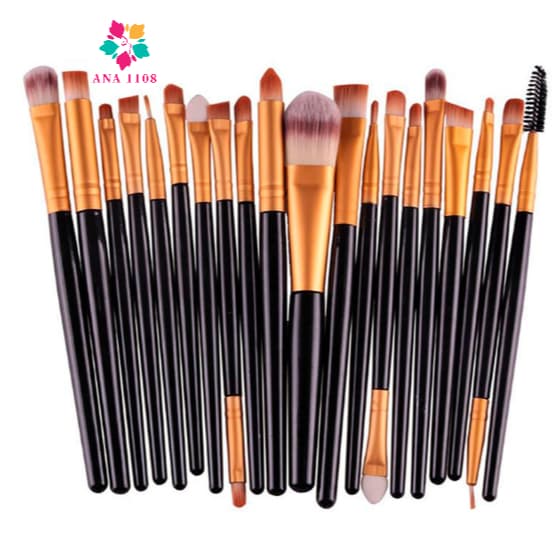 ANA 1108 Kit 20 Pinceis Profissional Pincel Maquiagem Preto e Neon COR Aleatória