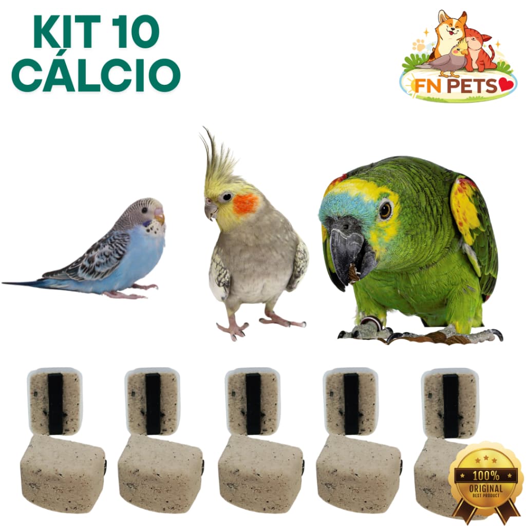 Kit Pedra de Cálcio Suplemento Nutricional Calopsitas, Agapornis e Periquitos, gaiolas e viveiro