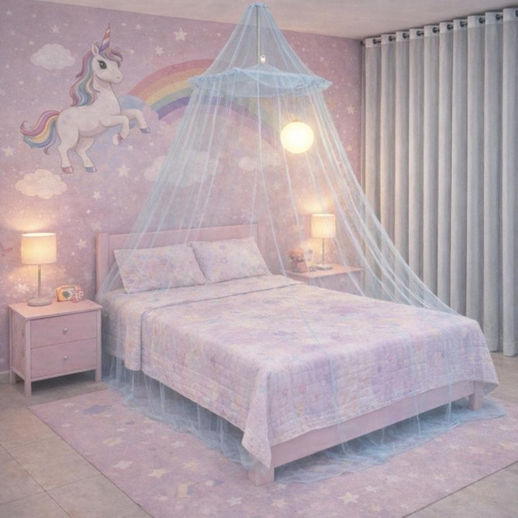 Mosquiteiro Aéreo de Teto – Compatível com Cama Solteiro, Casal, Queen e King