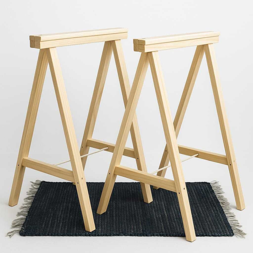 Kit 2 Cavaletes em Madeira Pinus para Mesa e Escritório