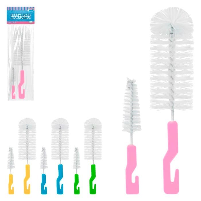 Kit Bebê Escova Mamadeira Bico Garrafa Copo Infantil Multiuso