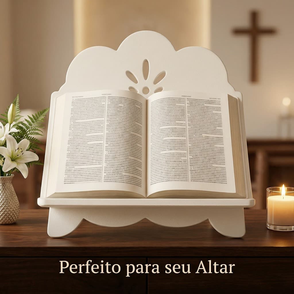 Porta Bíblia Ou Livros Em MDF Branco Suportes Para Leitura De Mesa