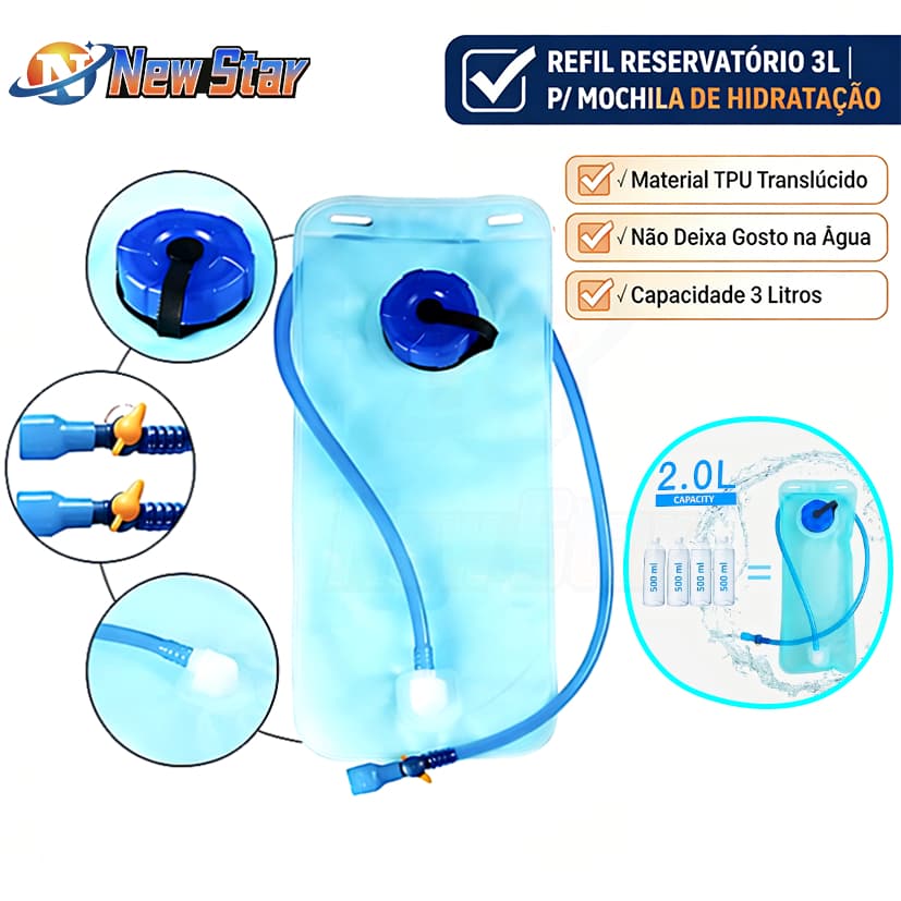 New Star Refil Bolsa de Água Para Mochila Hidratação Reservatório Bike Bicicleta Ciclista Ciclismo