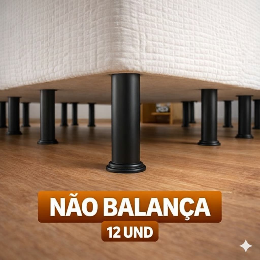 Pé de Cama Box Reforçado 12cm com Parafuso Rosqueável suporta ate 250 kg | Escolha a Quantidade