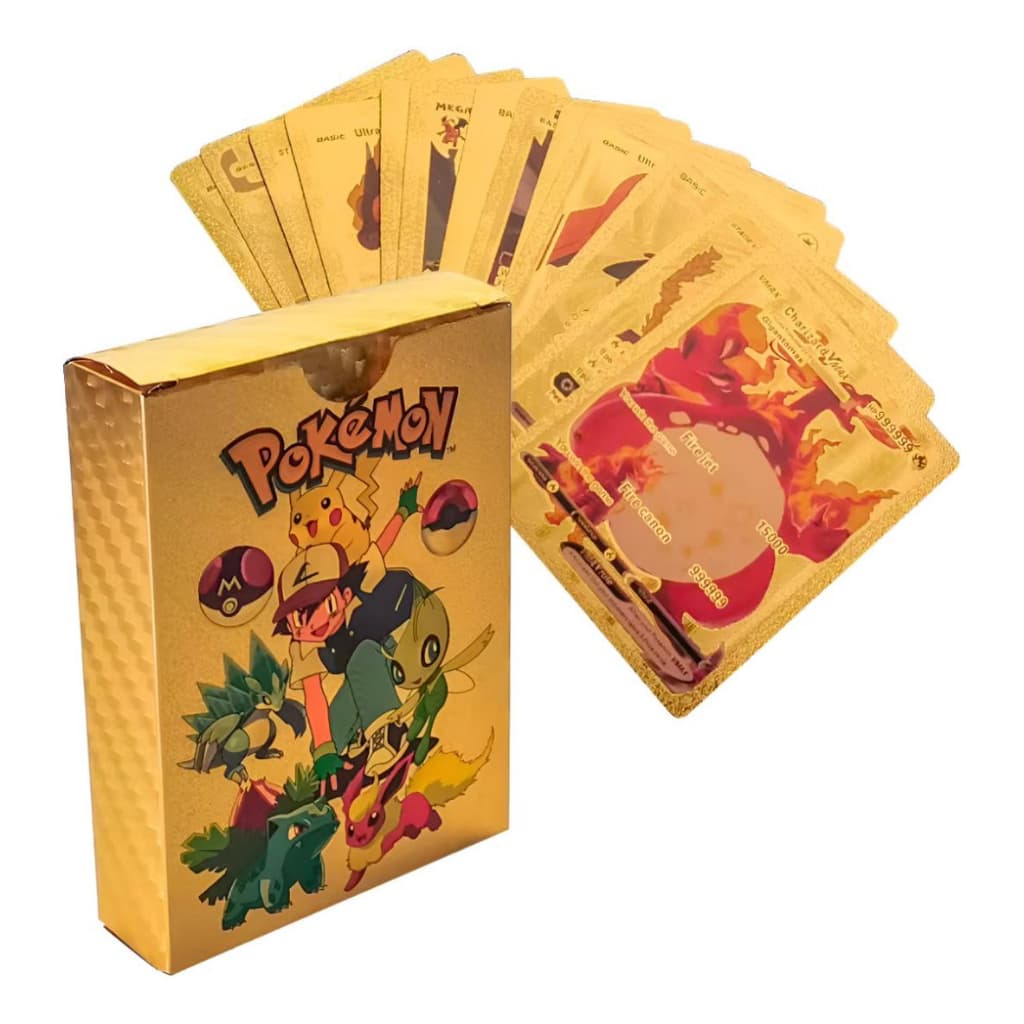 Cartas do Pokémon Packs Gold,Black e Prata Packs com 55 Cartas Premium em Inglês Kit Colecionável Cartas Metalizadas