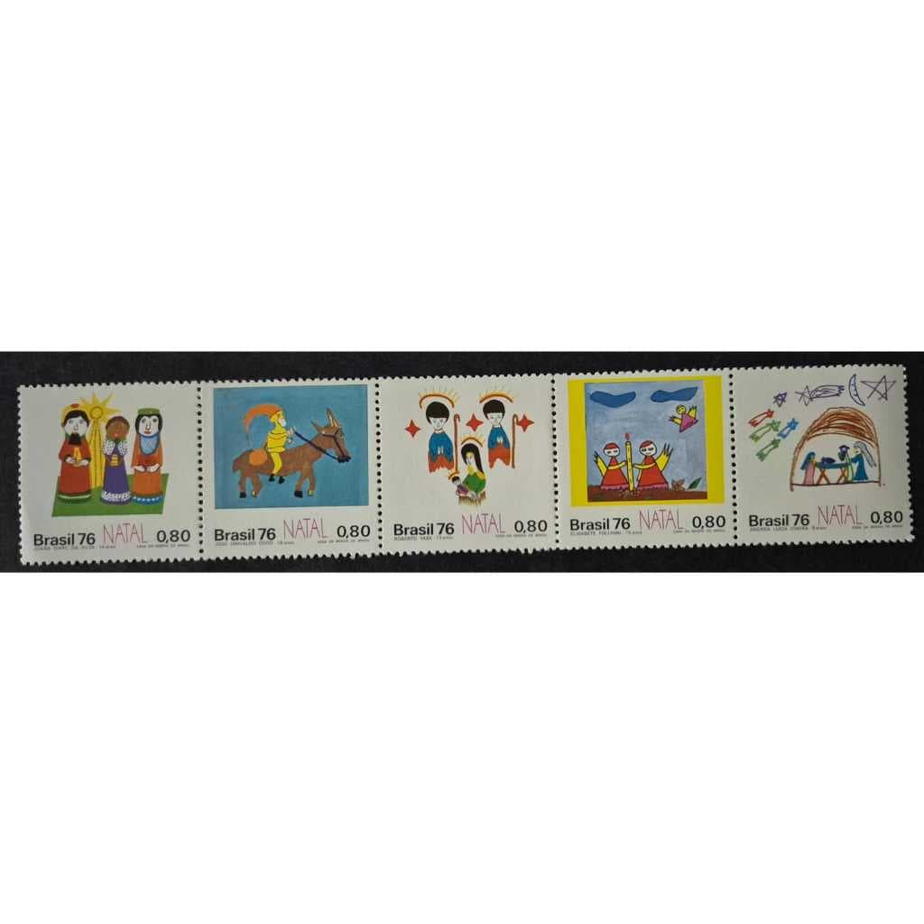 Selo dos correios - Se-tenant Natal 1976 - selos mint - RHM C958 a C962. Filatelia.