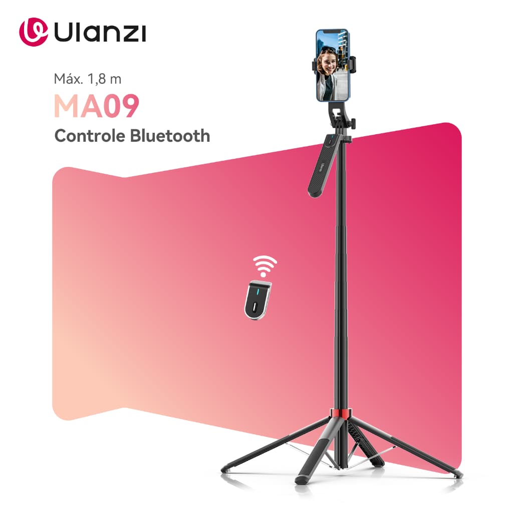 ULANZI MA09 Tripé Para Celular 1,8m Quatro Pernas Estabilizador Com Controle Bluetooth Recarregável