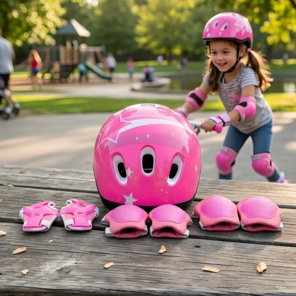 Kit de Proteção Infantil esportivo - Capacete, joelheiras cotoveleiras e luvas - Para Patins Patinete Bike Skate