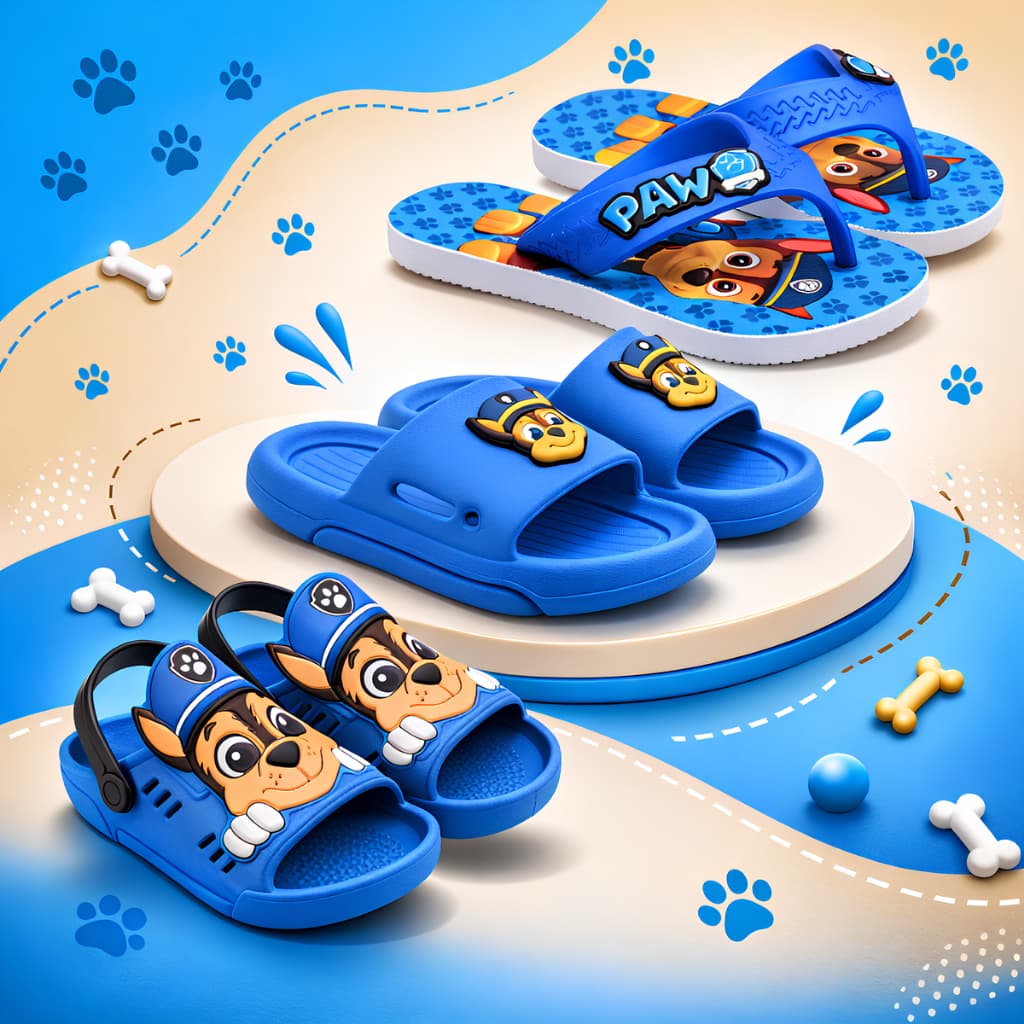 Kit 3 Pares Sandália Infantil + Chinelo Casual + Slide Nuvem Azul Menino Kids Patrulha Marca Nexa