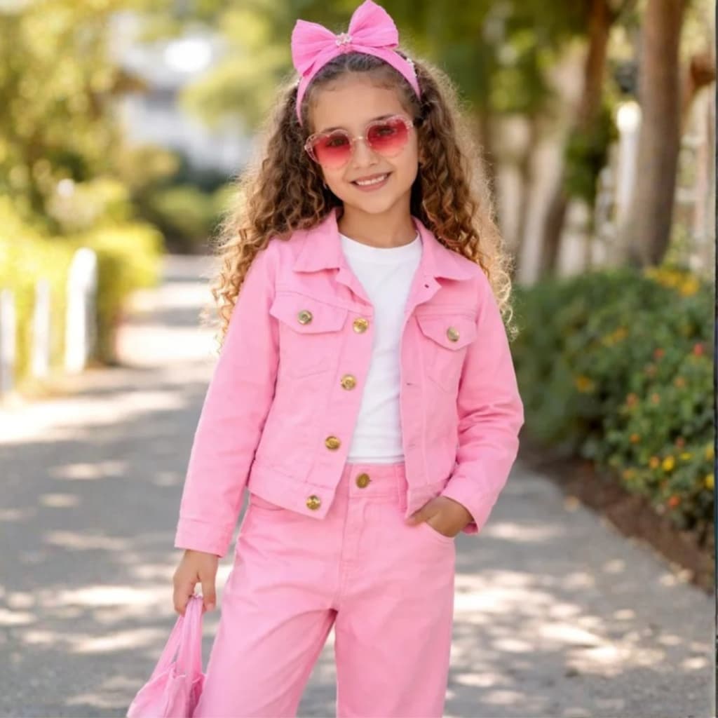 Jaqueta Jeans Infantil Rosa Moda Fashion Criança Menina Inverno Juvenil Feminino