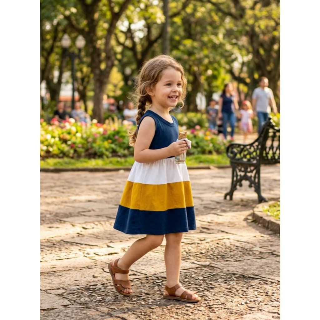 Vestido Infantil multicor modelo três maria