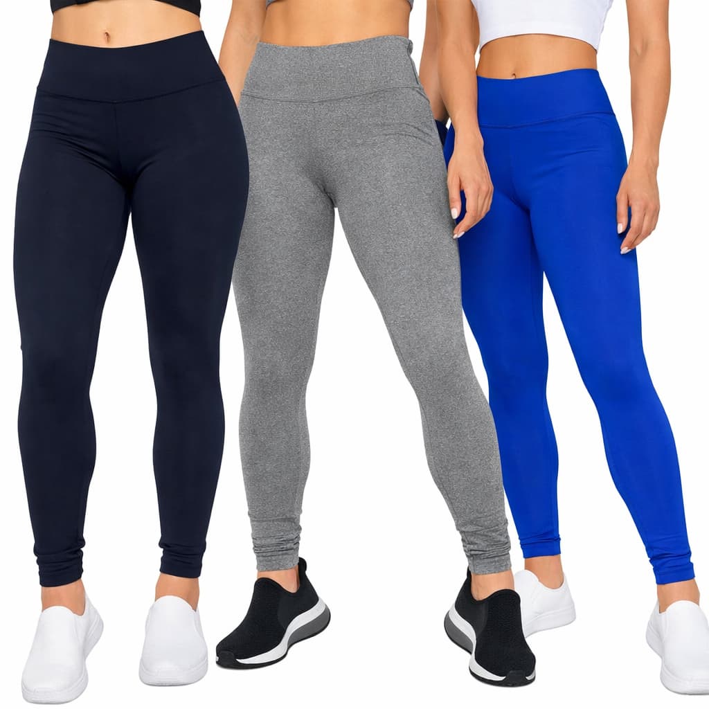 Kit 3 Calças Legging Feminina Fitness Leg Suplex Academia Sem Transparência Levanta Bumbum