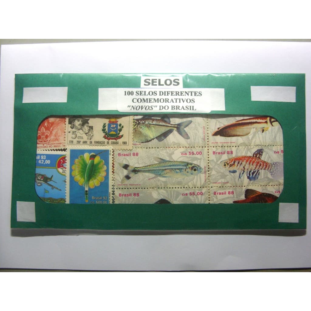 Pacote 100 Selos do Brasil Comemorativos, Novos Sem Carimbo.