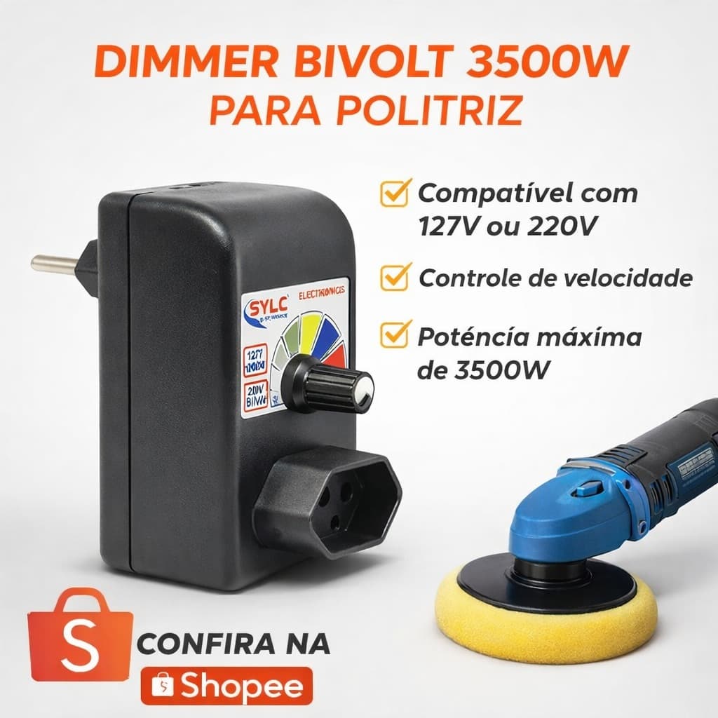 Controlador Eletrônico DIMMER Bivolt 3500w Politriz