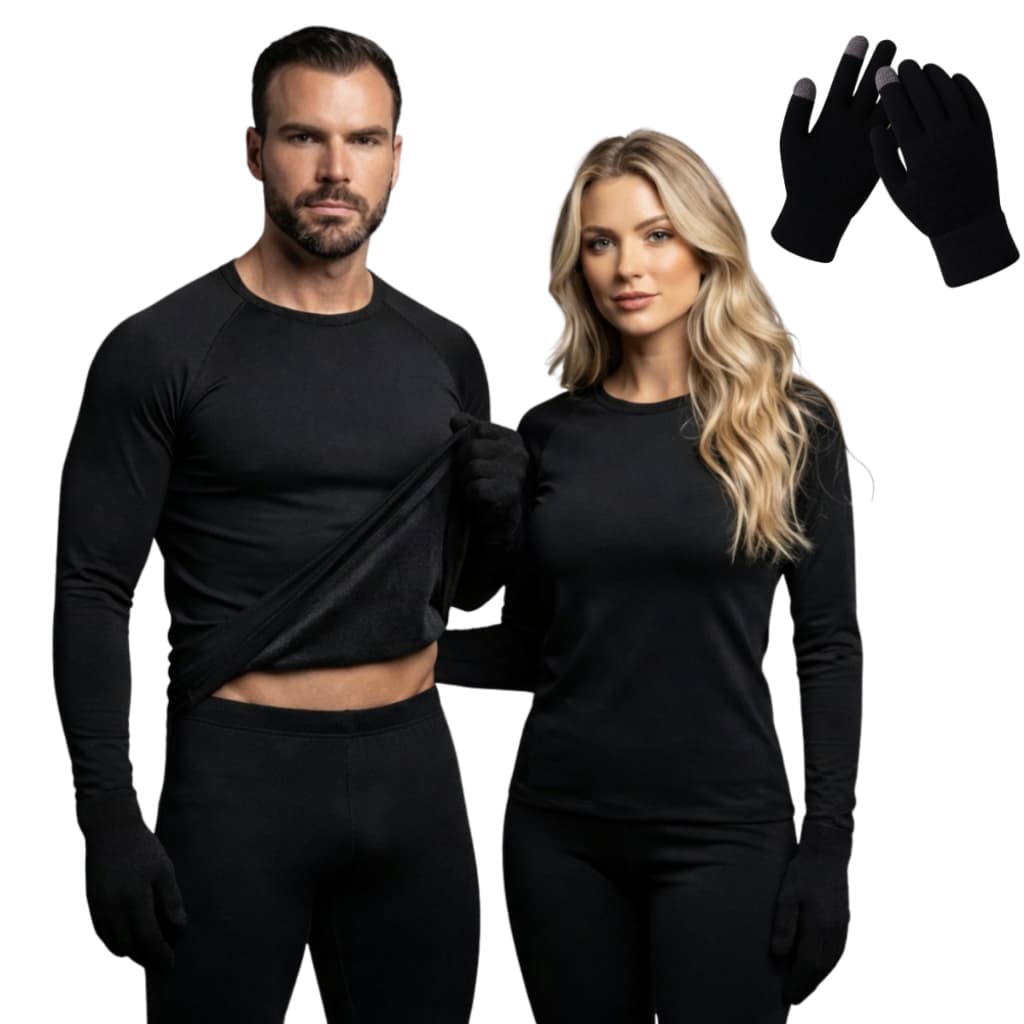 Kit Frio Inverno Conjunto 2º Pele Camisa + Calça Térmica Luva Touch