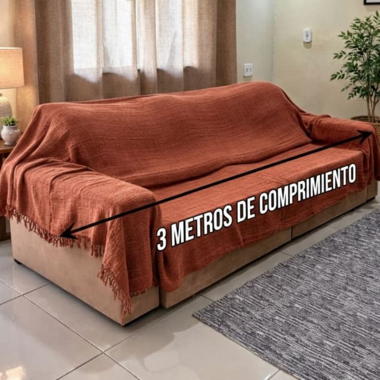 Manta Para Sofá 3 METROS Terracota Luxo Gigante 300x180cm COBRE TODO SOFÁ