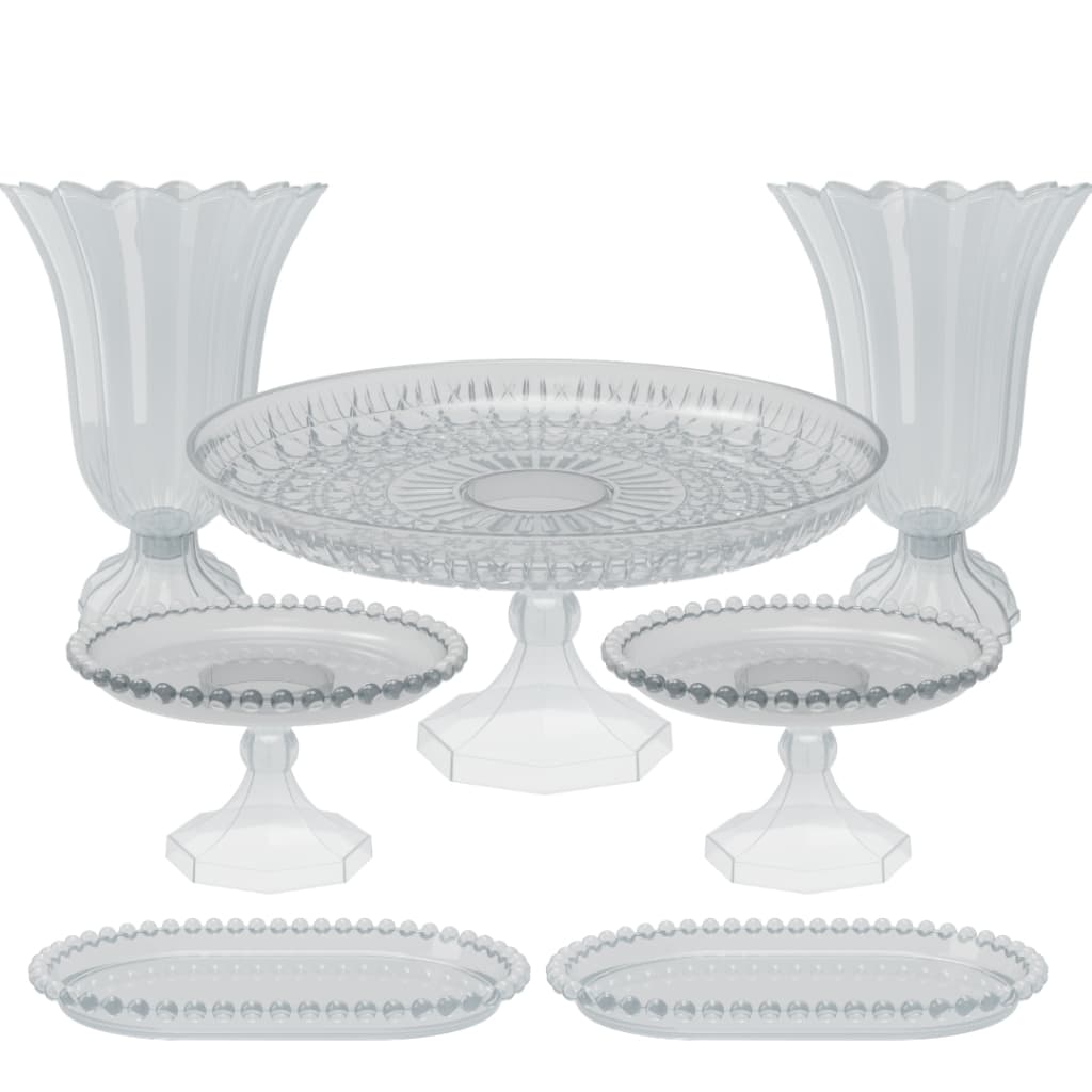 Kit Festa Cristal Completo 7 Peças Boleira Doces Bolo Eventos Cerimônia