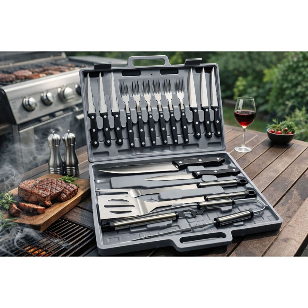 Maleta kit churrasco inox profissional 19 peças