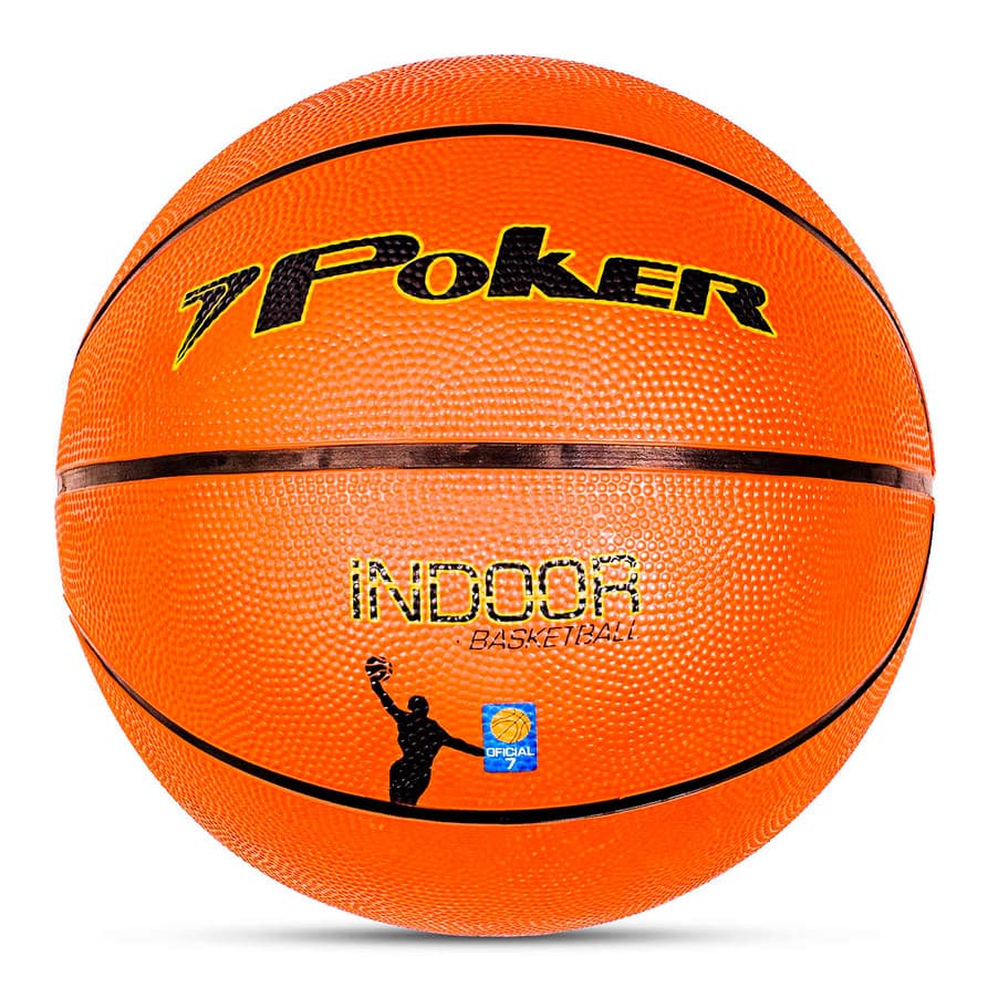 Bola Basquete Poker Nº7 Original Borracha Indoor Controle Grip