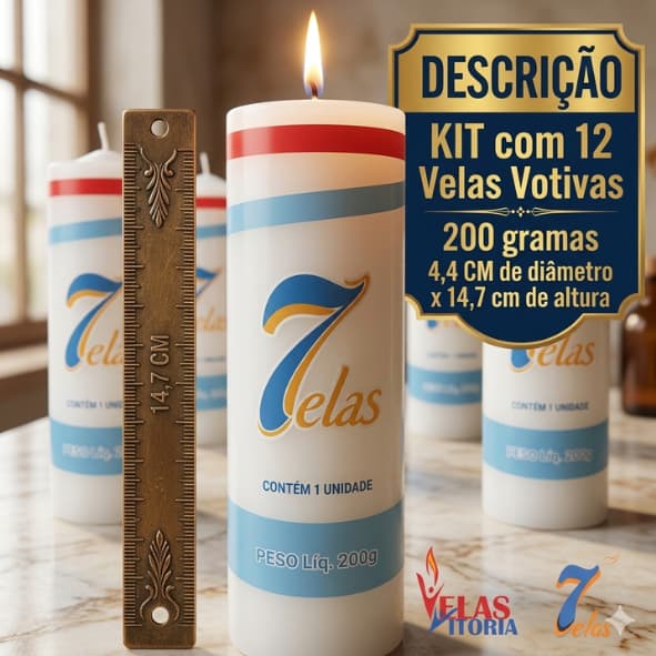 kit c/ 12 Velas Votiva 200 g Branca ou Colorida Parafina Pura