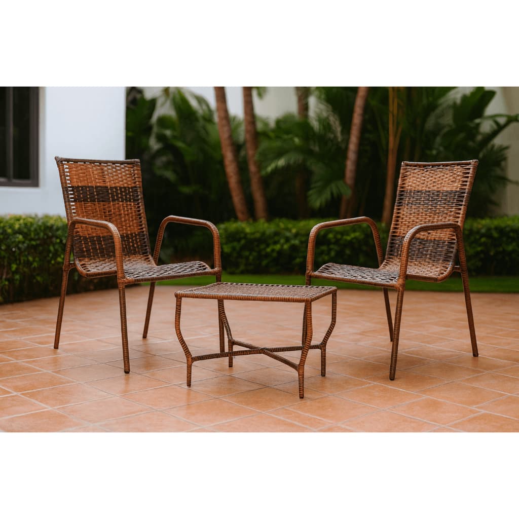 Kit Jardim 2 Cadeiras com Mesa Fibra Sintética para Piscina e Área Externa