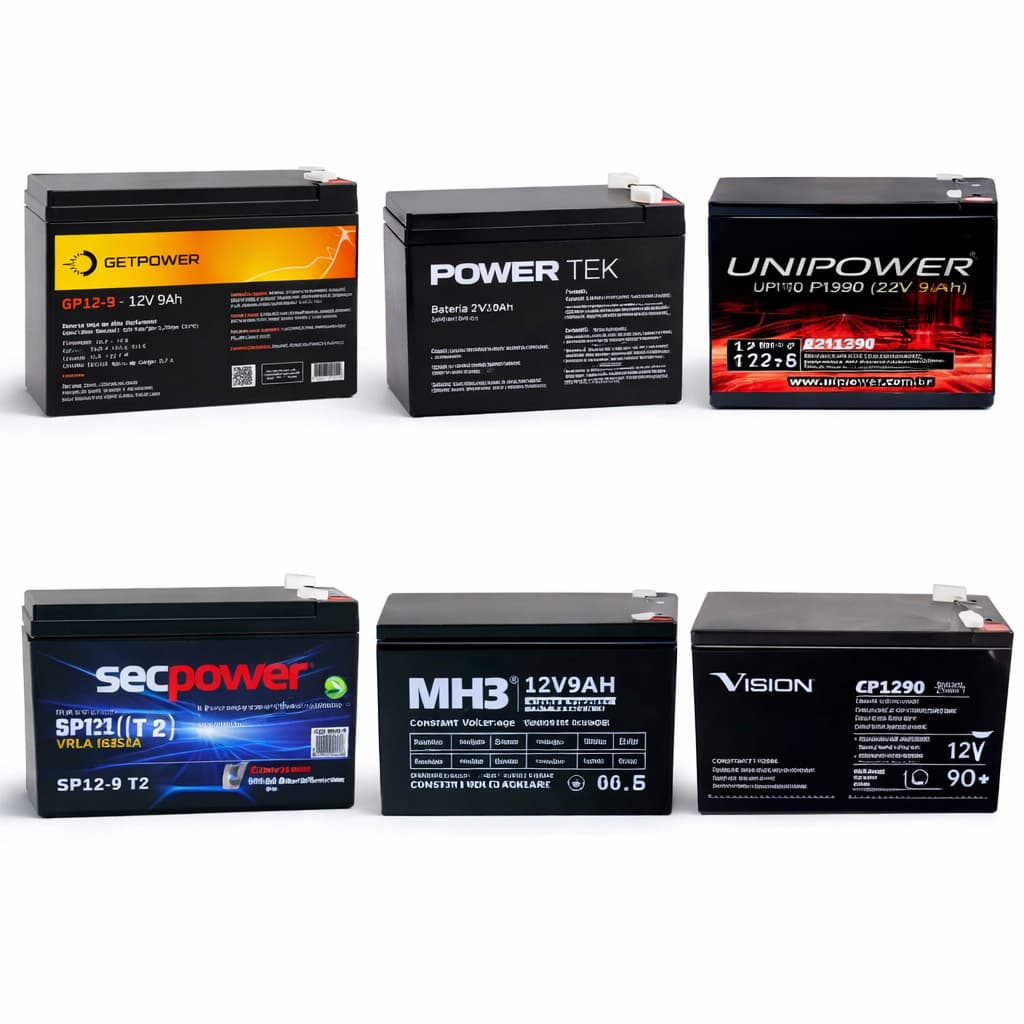 Bateria Selada VRLA 12V9Ah Alarme, Cerca Elétrica, Nobreak - Várias marcas- Enviado conforme estoque