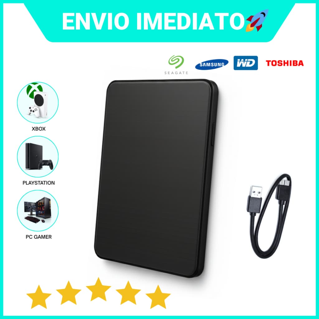 HD Externo até 500GB Pronto para Usar - Tipo SSD Portátil USB 3.0 de Xbox, PS4, Console e Notebook