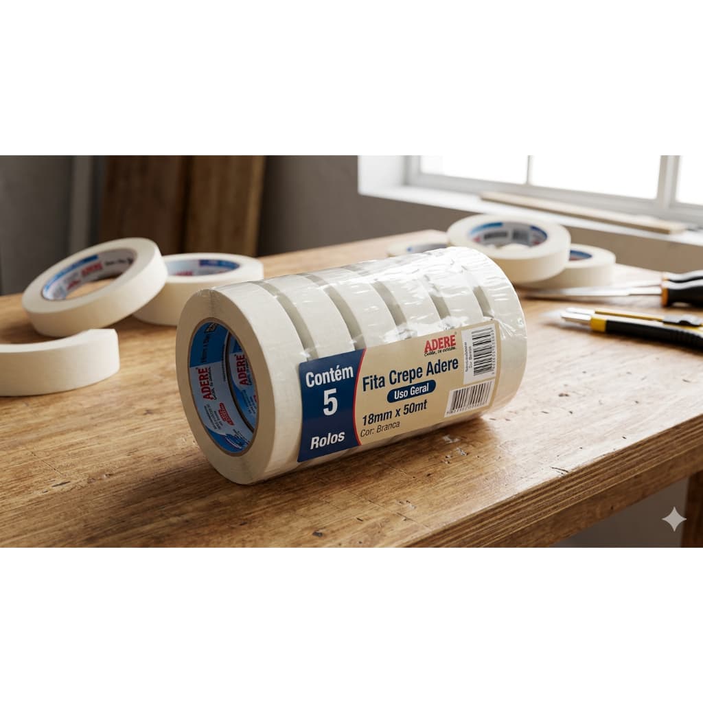 kit 5 Rolos Fita Crepe 18mmx50mt Adere